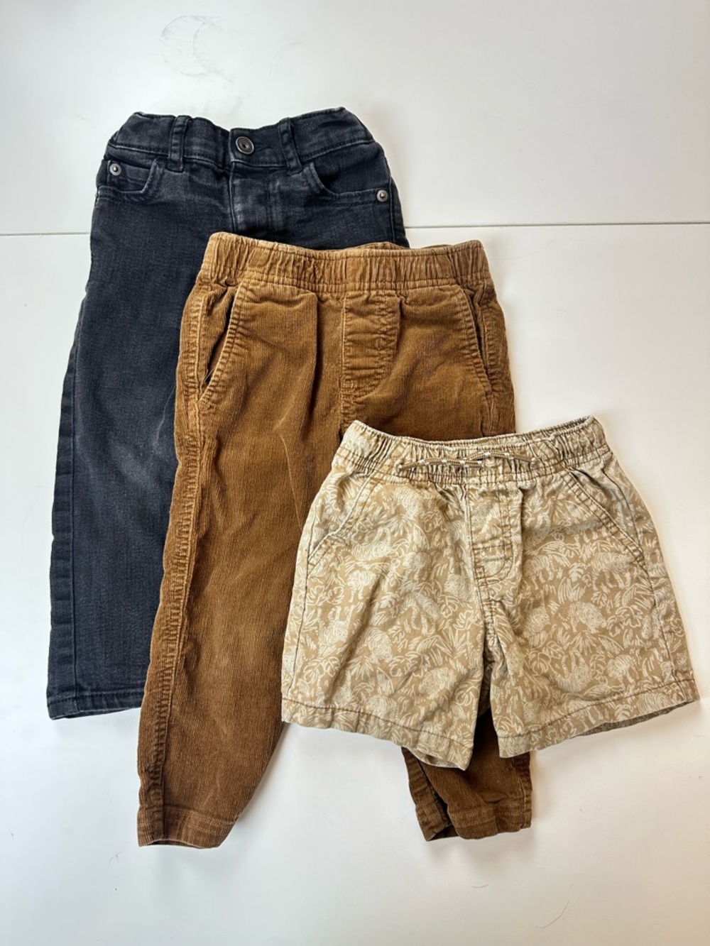 Boys 2t Bundle Tea‎ Corduroy Pants Cat & Jack Tiger Shorts Black Brown Bottoms